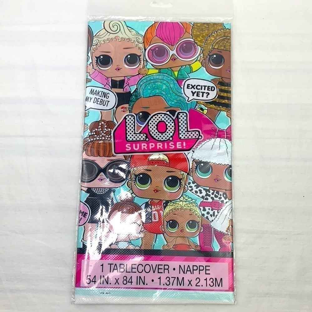 LOL Surprise! Party Tablecloth-Plastic, Multi, 54”x84”, NWT Imported UK